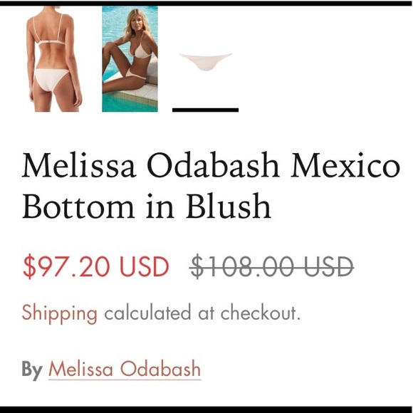 Melissa Odabash Bikini Bottoms In Blush. Size U.S. 10/Euro 46. NWT. - Picture 9 of 9